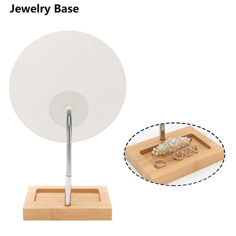 YEAKE Flexible Gooseneck Bamboo Vanity Makeup Mirror,360Â°Rotation 8" Large Frameless Vanity Mirror Folding Portable Table Desk Mirror with Stand Bathroom Shaving Make Up Mirrors Round - Image 5
